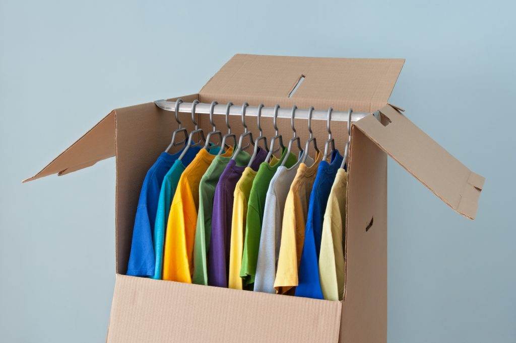 clothes packed in a wardrobe box