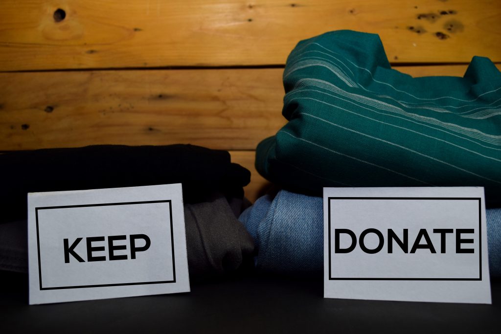 Keep and donate piles before moving