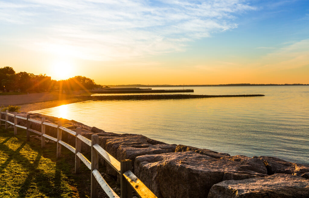 Beach view in New Haven Connecticut.